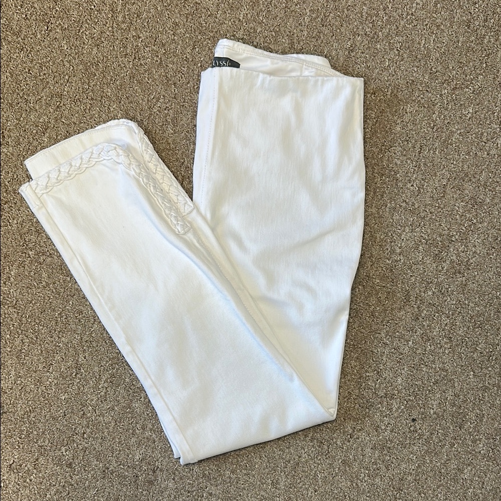Lysse White Skinny Pants with Braided detail